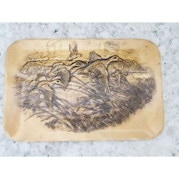 Bronze Hand Made Natale Grove City PA Vtg. Ltd. Edition Bronze Plate Duck Migrat - Picture 1 of 7